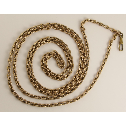 656 - A yellow metal long marine style guard chain