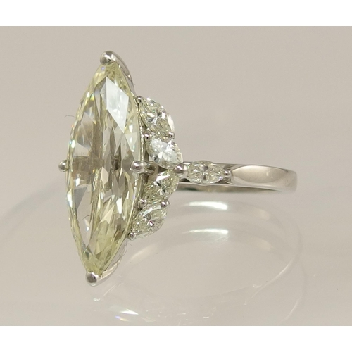 661 - A substantial marquis diamond ring