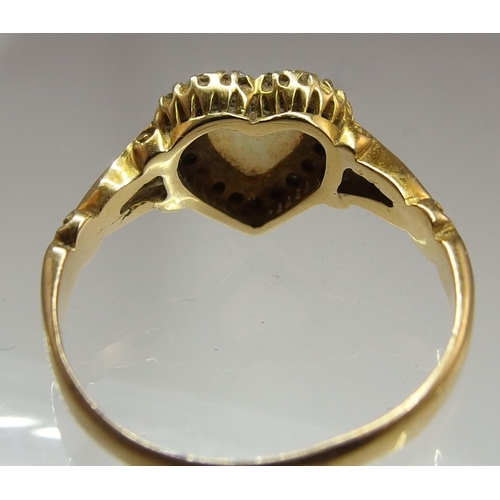 668 - An 18ct gold opal heart and diamond ring