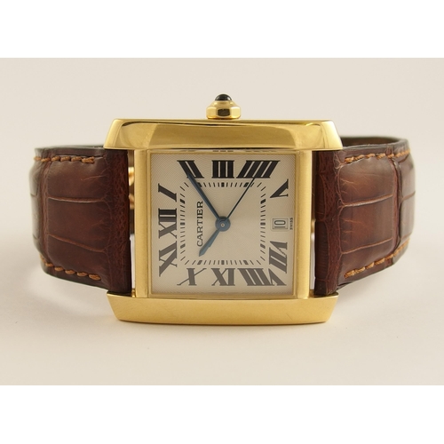 689 - An 18ct gold gents Cartier Tank Francaise Automatic