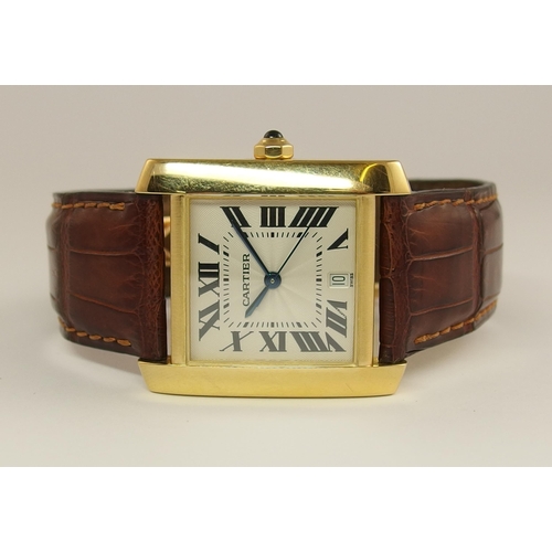 689 - An 18ct gold gents Cartier Tank Francaise Automatic