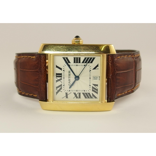 689 - An 18ct gold gents Cartier Tank Francaise Automatic