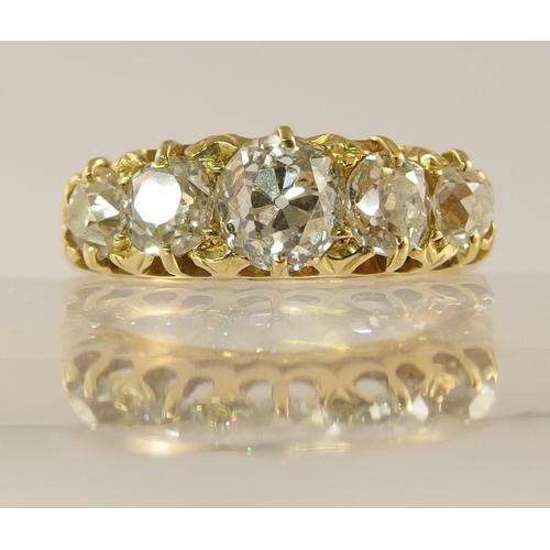 743 - An 18ct gold five stone diamond ring