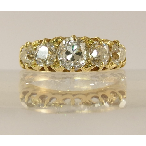 743 - An 18ct gold five stone diamond ring