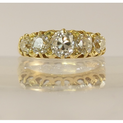 743 - An 18ct gold five stone diamond ring