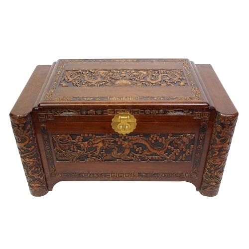 801 - A Chinese camphorwood blanket chest