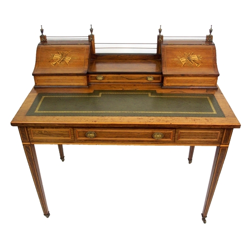 807 - A Victorian rosewood and boxwood inlaid ladies writing desk