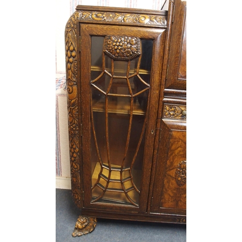 811 - An Art Deco oak and walnut veneered cocktail cabinet