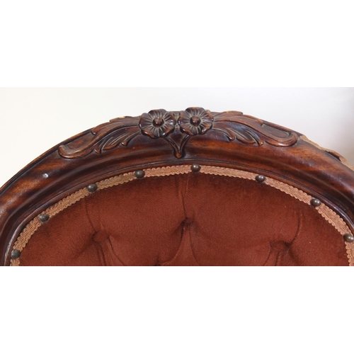 814 - Three Victorian style stained scroll button back child's armchairs