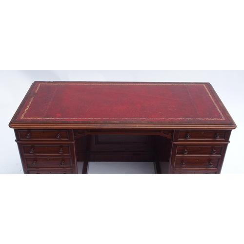 816 - A Victorian mahogany twin pedestal writing desk