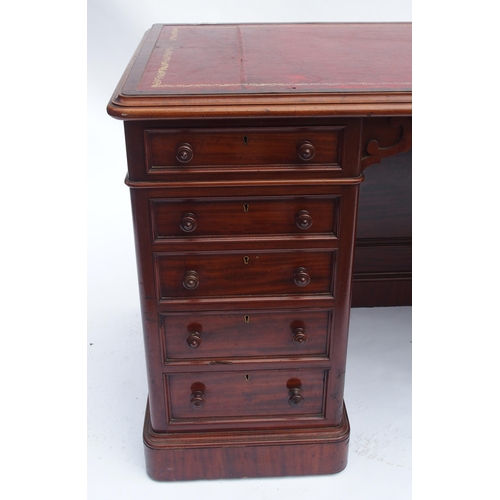 816 - A Victorian mahogany twin pedestal writing desk