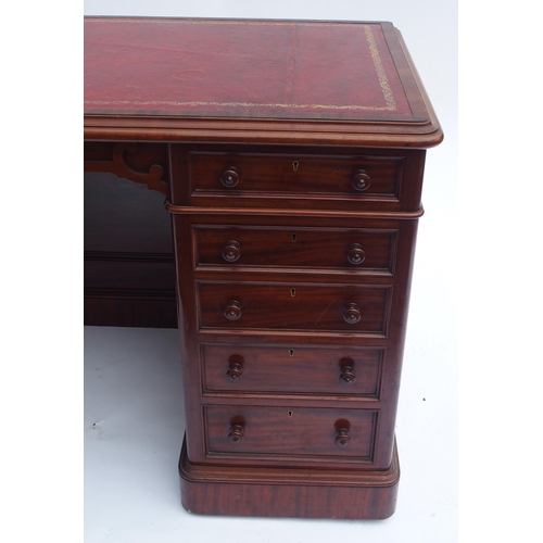 816 - A Victorian mahogany twin pedestal writing desk