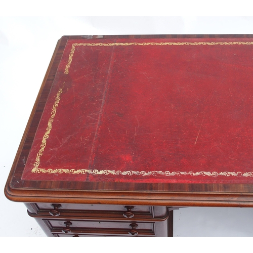 816 - A Victorian mahogany twin pedestal writing desk