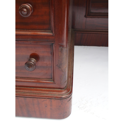 816 - A Victorian mahogany twin pedestal writing desk