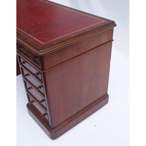 816 - A Victorian mahogany twin pedestal writing desk