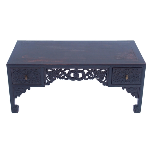 818 - A pair of Chinese hardwood low tables