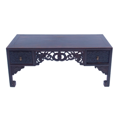 818 - A pair of Chinese hardwood low tables