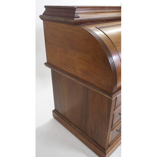 828 - A Victorian mahogany twin pedestal cylinder bureau