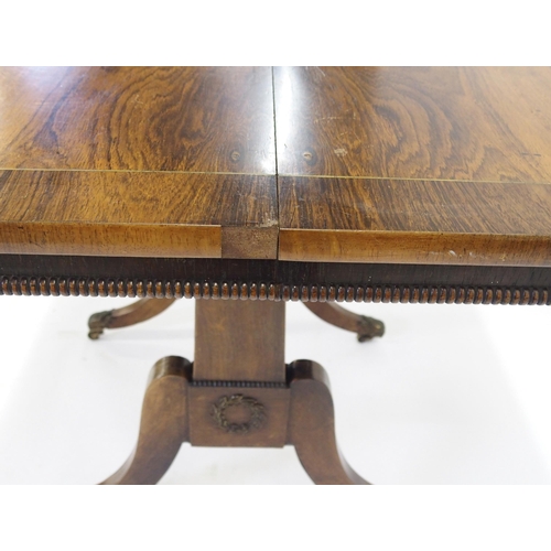 837 - A George IV rosewood fold over rectangular table