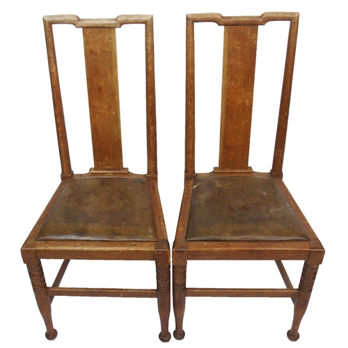 839 - A set of twelve oak Arts and Crafts dining chairs