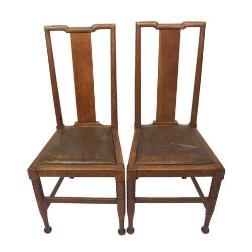 839 - A set of twelve oak Arts and Crafts dining chairs