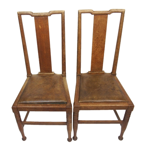 839 - A set of twelve oak Arts and Crafts dining chairs