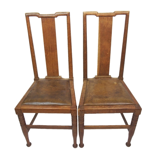 839 - A set of twelve oak Arts and Crafts dining chairs