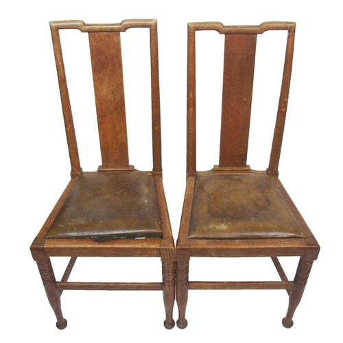 839 - A set of twelve oak Arts and Crafts dining chairs