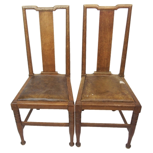 839 - A set of twelve oak Arts and Crafts dining chairs