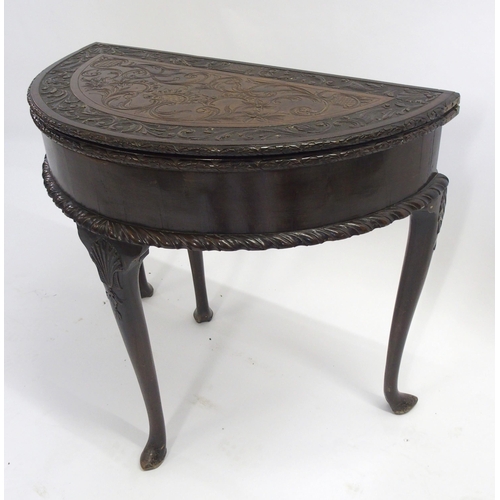 841 - A mahogany D-shaped fold over tea table