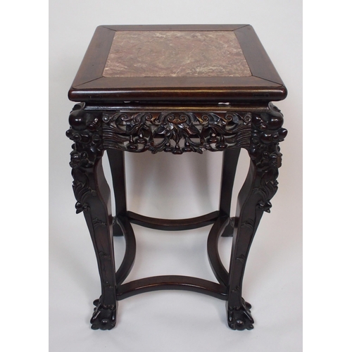 843 - A Chinese hardwood square pedestal