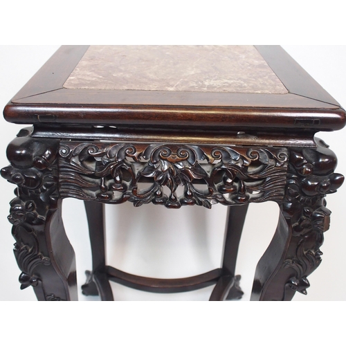 843 - A Chinese hardwood square pedestal