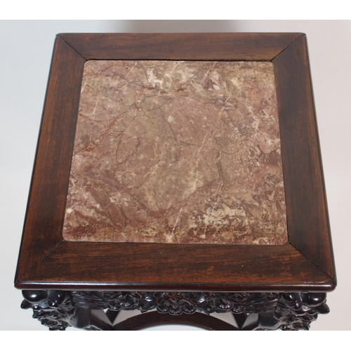 843 - A Chinese hardwood square pedestal