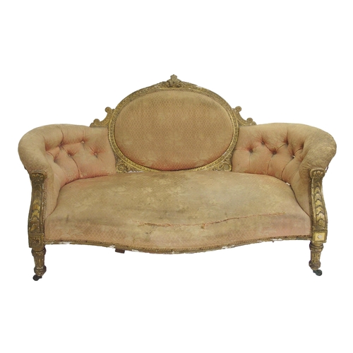 845 - A Louis XVI style giltwood settee