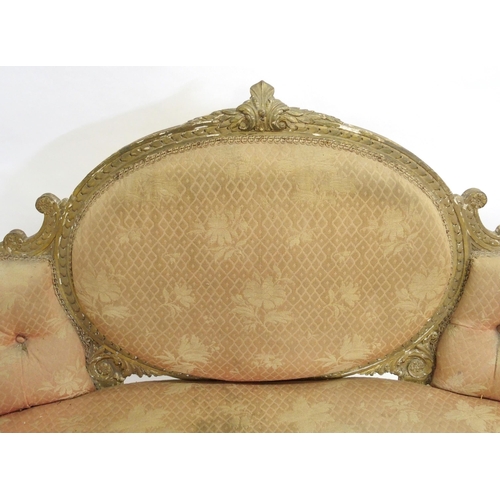 845 - A Louis XVI style giltwood settee