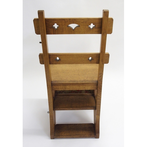 846 - A Victorian oak Gothic style library step chair