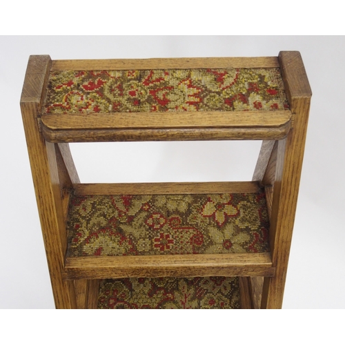 846 - A Victorian oak Gothic style library step chair