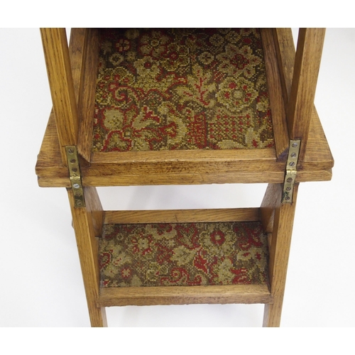 846 - A Victorian oak Gothic style library step chair