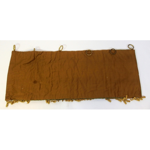 850 - A green ground silk and velvet rectangular banner