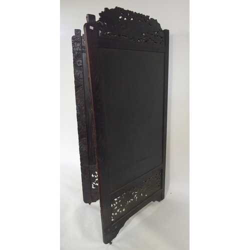 854 - A Japanese two-fold ebonised draught screen