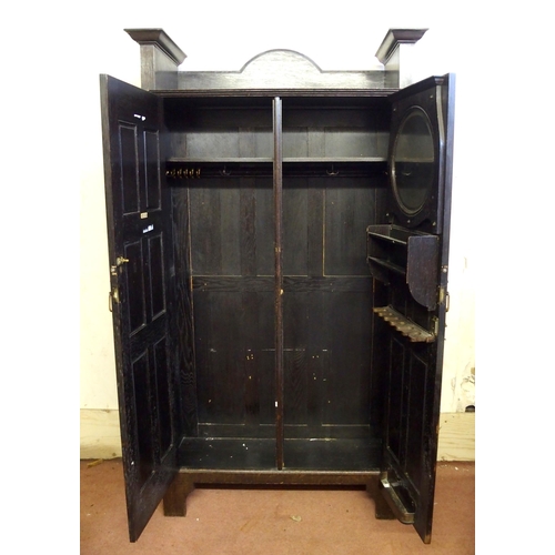 860 - A Scottish Arts and Crafts stained oak hall cupboard by Shapland and Petter  Barnstaple