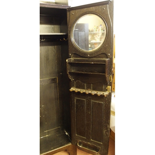 860 - A Scottish Arts and Crafts stained oak hall cupboard by Shapland and Petter  Barnstaple