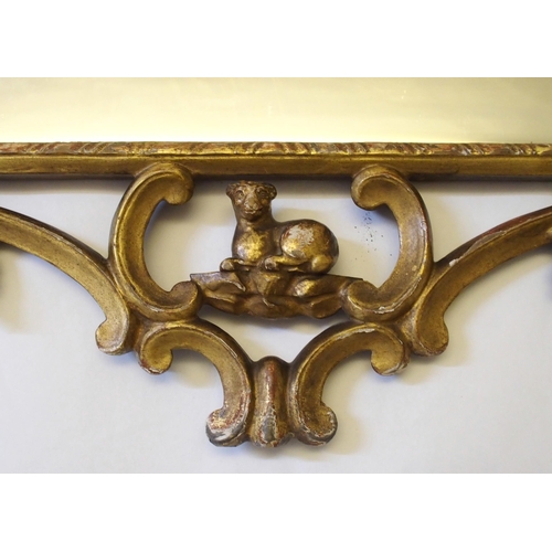 861 - A Chippendale style giltwood triple plate wall mirror