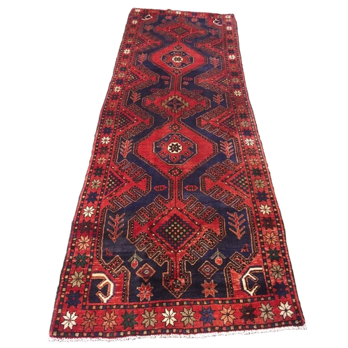 877 - A red and blue ground Malayer runner