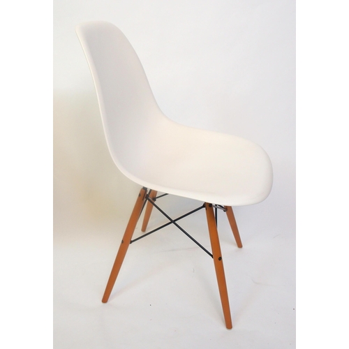 883 - Three Vitra Eames white Plastic Side Chairs DSW