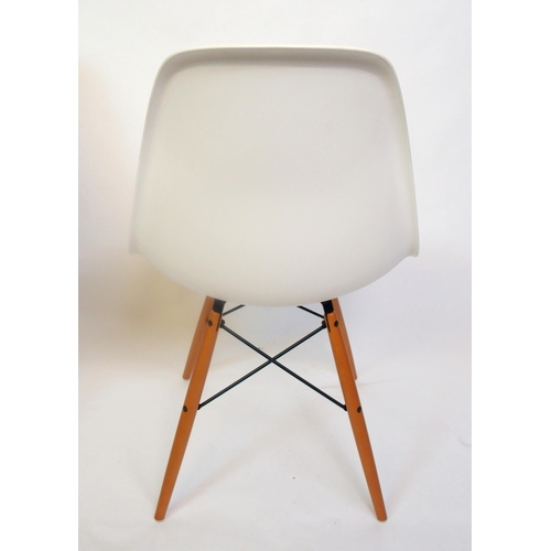 883 - Three Vitra Eames white Plastic Side Chairs DSW