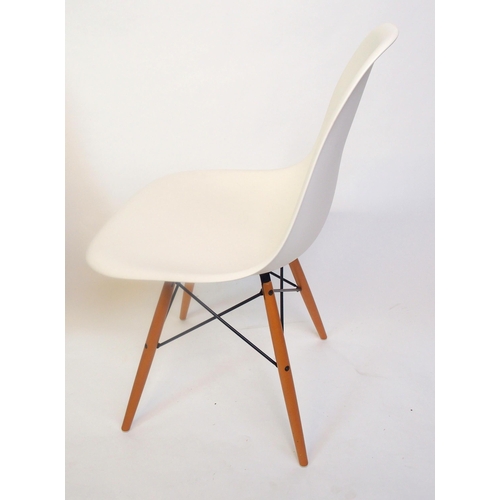 883 - Three Vitra Eames white Plastic Side Chairs DSW