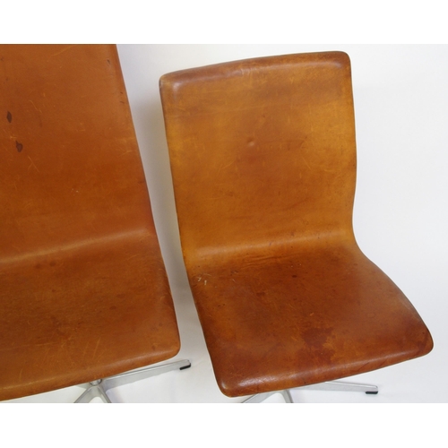 884 - Arne Jacobsen for Fritz Hansen  A high back leather Oxford chair