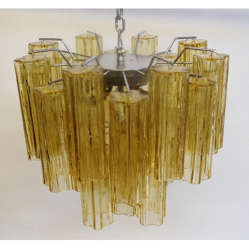 887 - A mid 20th Century chrome Tronchi style chandelier