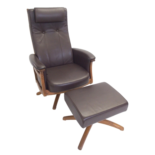 888 - An Ercol brown leather golden dawn Gina recliner chair